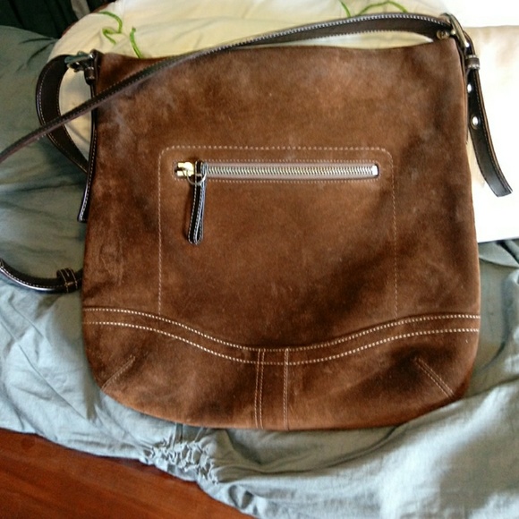 Coach Brown suede shoulder bag - Picture 1 of 4